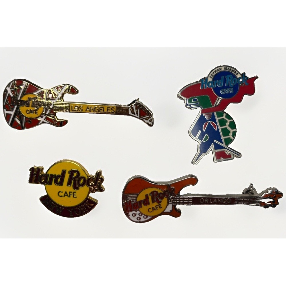 Hard Rock Cafe Pin Lot New York Los Angeles Orlando Cayman Islands 4 Pins